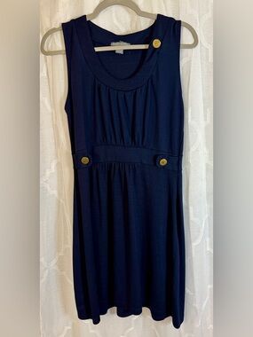 Isabella Rodriguez Navy Fit & Flare Dress Size Large Sleeveless Classic 👗
